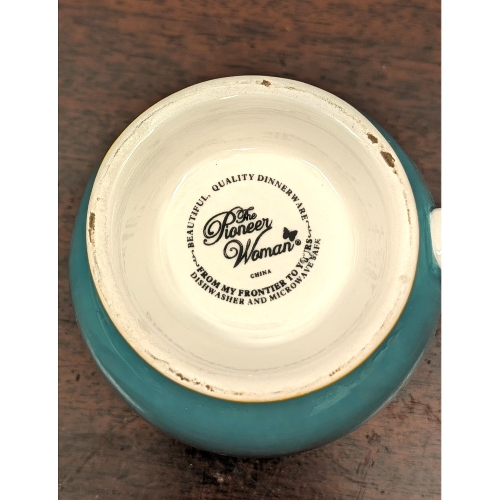 Pioneer Woman Flea Market Turquoise & Yellow Floral Footed Mug 15oz Coffee Cup - Picture 6 of 6